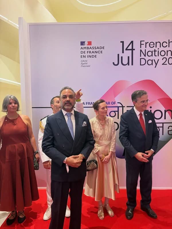 Maneesh Baheti with guests at French National Day hosted by Ambassade de France en Inde