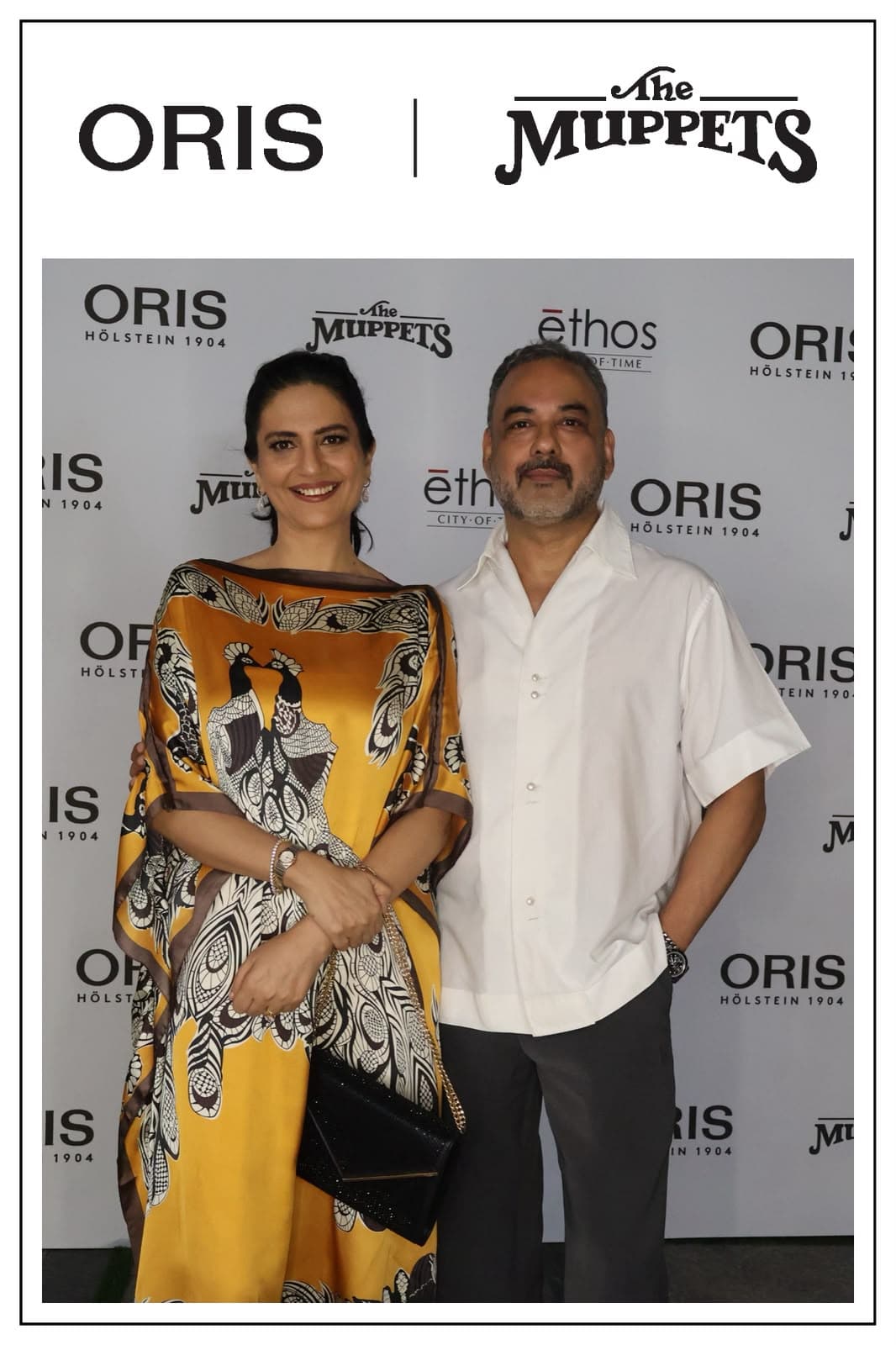 Maneesh Baheti and Sonali Anand Baheti at the ORIS x The Muppets and Ethos event